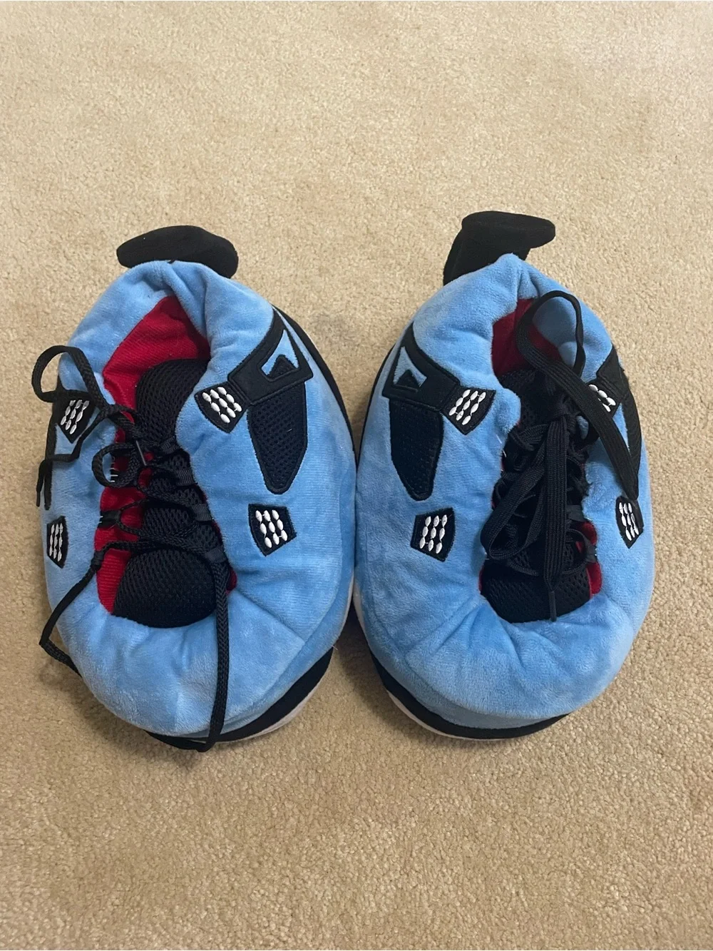 Kids Blue Plush Sneaker Slippers - Lightweight Indoor Shoes